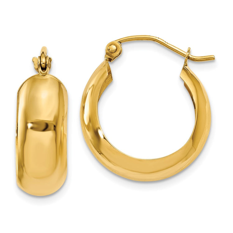 14K 7x19mm Polished Hoop Earrings