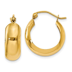 14K 7x19mm Polished Hoop Earrings