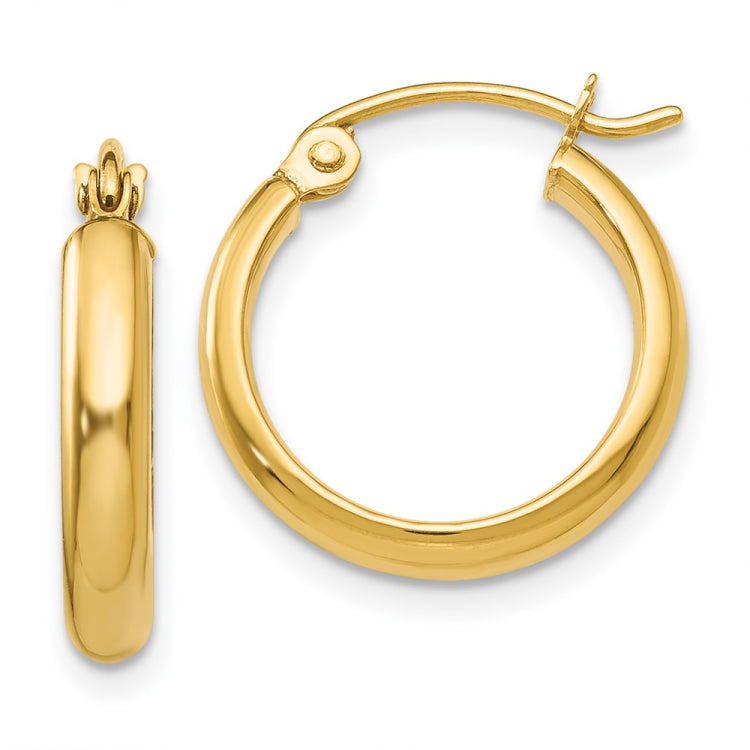 14k 2.75x16mm Polished Tube Hoop Earrings
