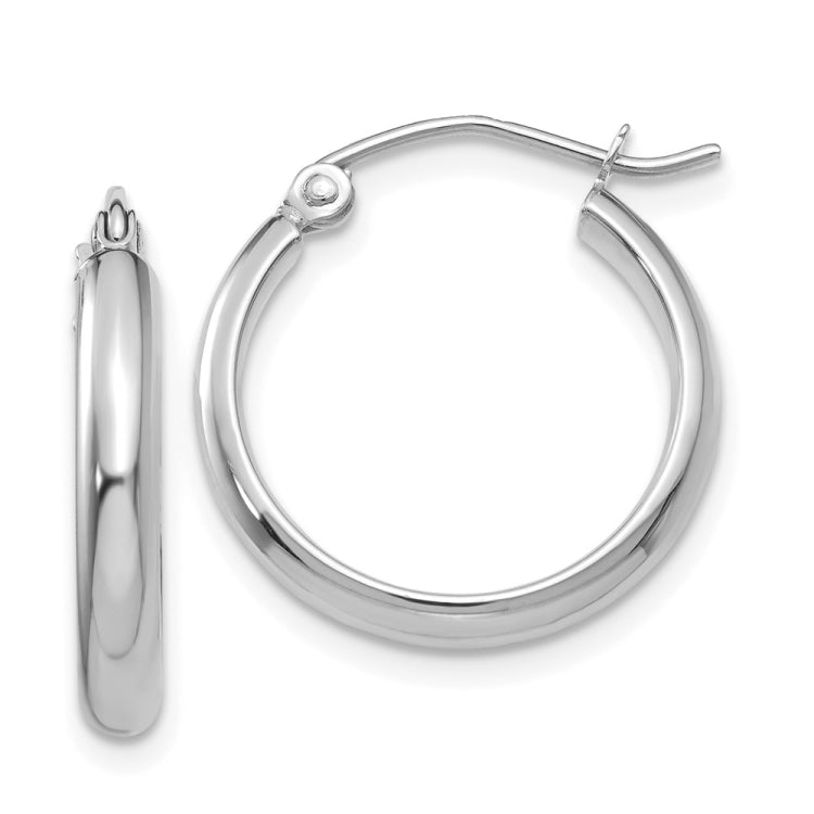 14k White Gold 2.75x18mm Polished Tube Hoop Earrings