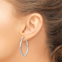 14k White Gold 2.75x35mm Polished Tube Hoop Earrings