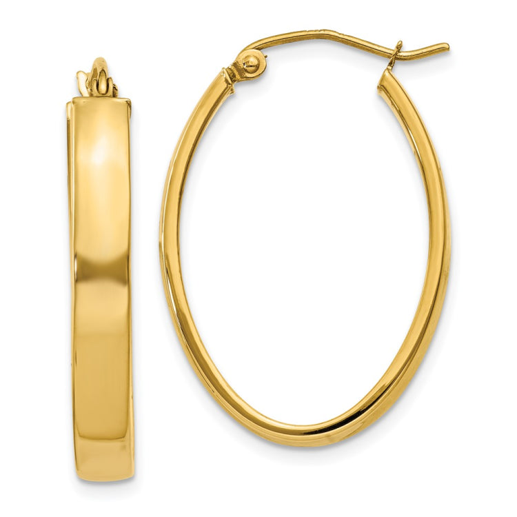 14k 4x30mm Lightweight Oval Tube Hoop Earrings