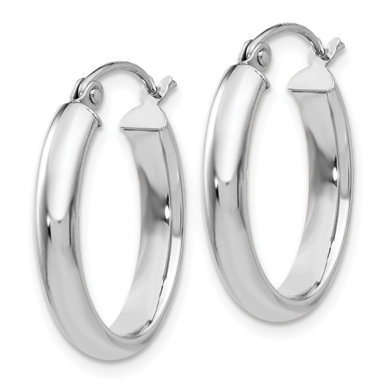 14k White Gold 3.75x21mm Polished Oval Tube Hoop Earrings