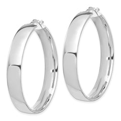 14k White Gold 7x40mm High Polished Tube Hoop Earrings