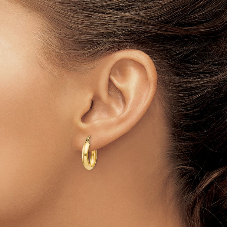 14k 3.5x14mm Polished Hoop Earrings