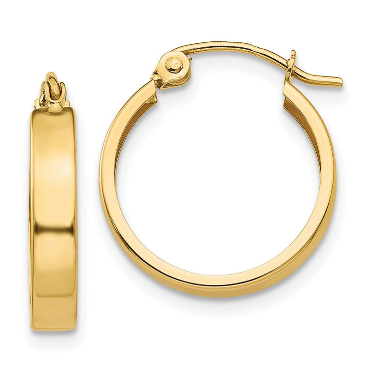 14k 3x14mm Polished Hoop Earrings