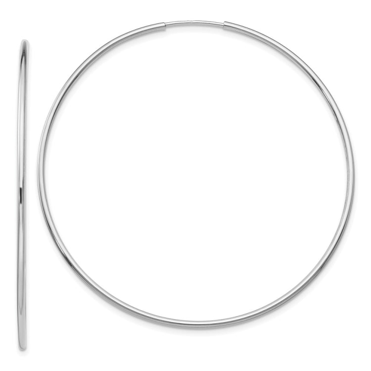 14k White Gold 1.2x54mm Polished Endless Tube Hoop Earrings
