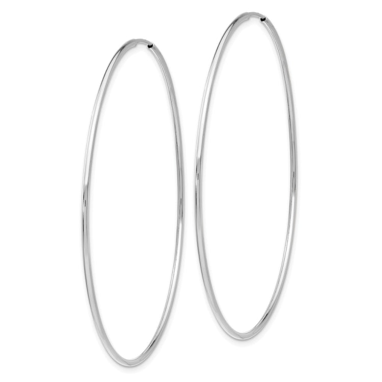 14k White Gold 1.2x60mm Polished Endless Tube Hoop Earrings