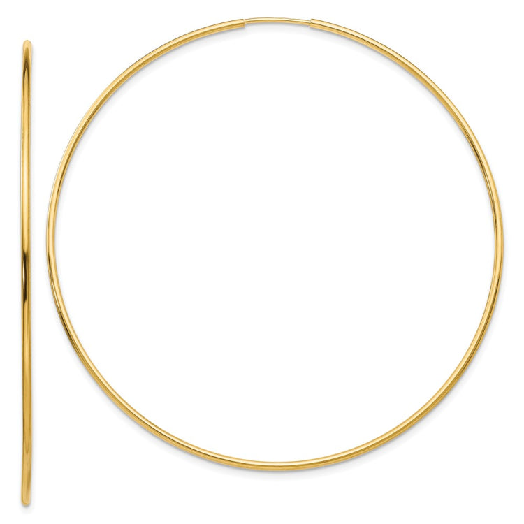 14k 1.2x63mm Polished Endless Tube Hoop Earrings
