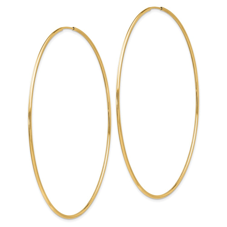 14k 1.2x69mm Polished Endless Tube Hoop Earrings