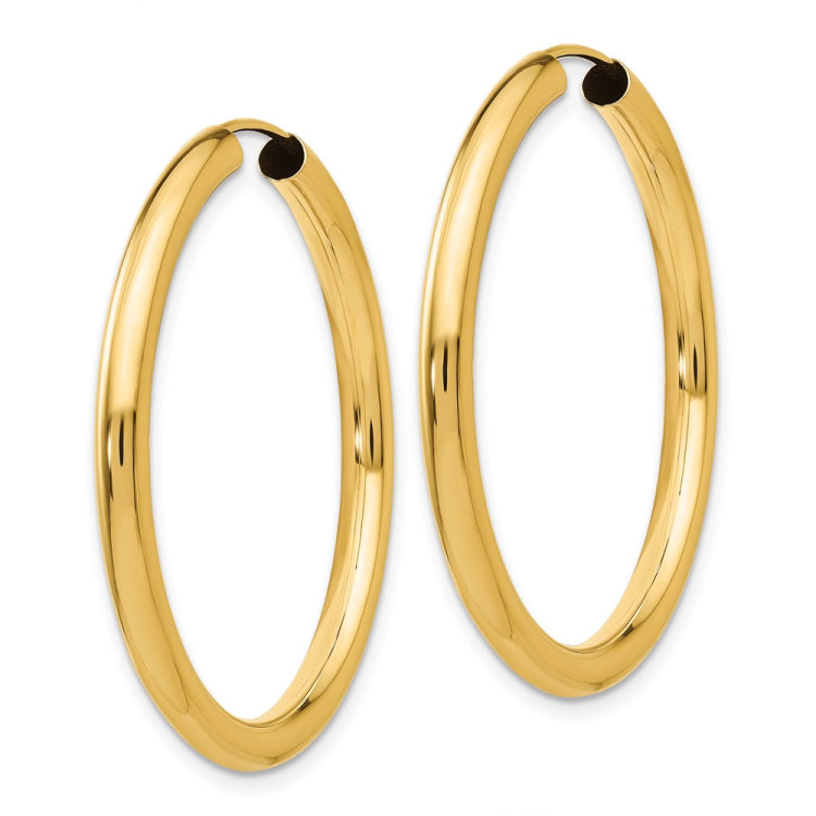 14k 3.00x35mm Polished Endless Tube Hoop Earrings