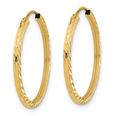 14k 1.35x25mm Diamond-cut Square-Tube Endless Hoop Earrings