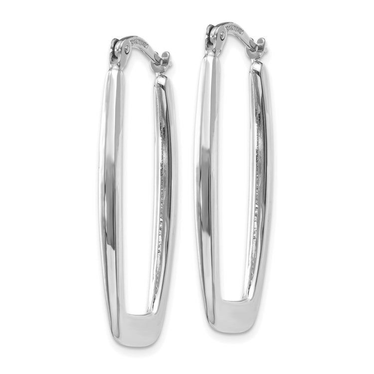 14k White Gold 2.25x31mm Polished Rectangle Tube Hoop Earrings