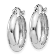 14k White Gold 3.5x14mm Polished Hoop Earrings