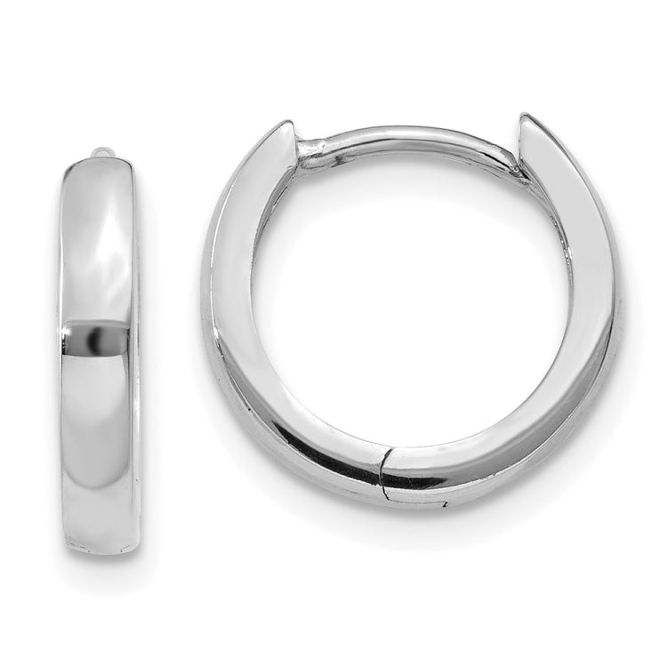 14k White Gold 1.8mm Round Hinged Hoop Earrings