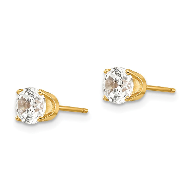14k 5mm Round CZ Stud Earrings