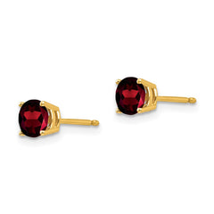 14k 5mm Round Garnet Post Earrings