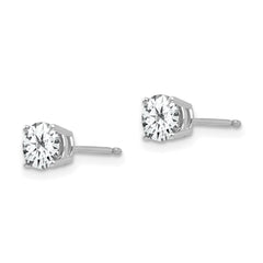 14k White Gold 5mm Round Cubic Zirconia Post Earrings