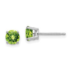 14k White Gold 5mm Round Peridot Post Earrings