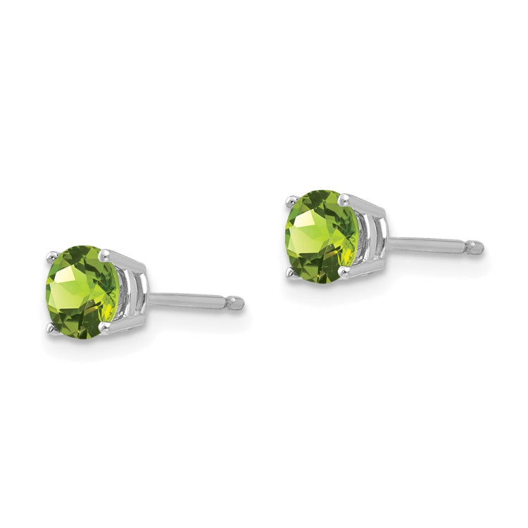 14k White Gold 5mm Round Peridot Post Earrings