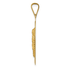 14K Polished Diamond-cut Solid Our Lady Of Guadalupe Oval Pendant
