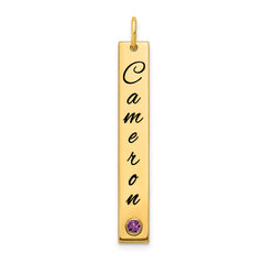 14k YG Med Epoxy Name w/14k Bezel Birthstone Bar Charm