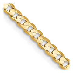 14K 22 inch 3mm Open Concave Curb with Lobster Clasp Chain