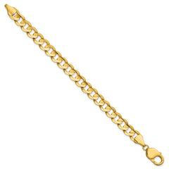 14K 8 inch 8.5mm Open Concave Curb with Lobster Clasp Bracelet