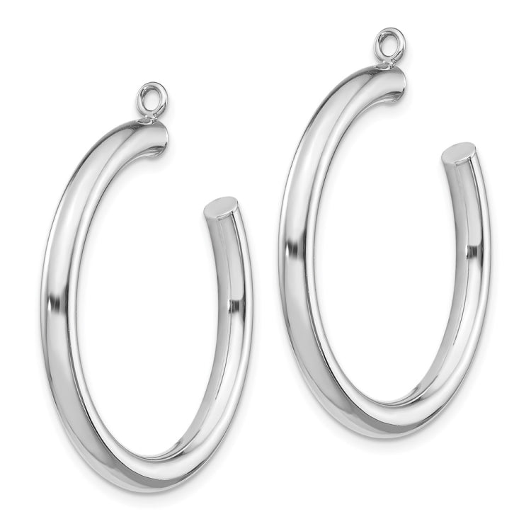 14k White Gold Polished 3x30mm Tube Hoop Earring Jackets
