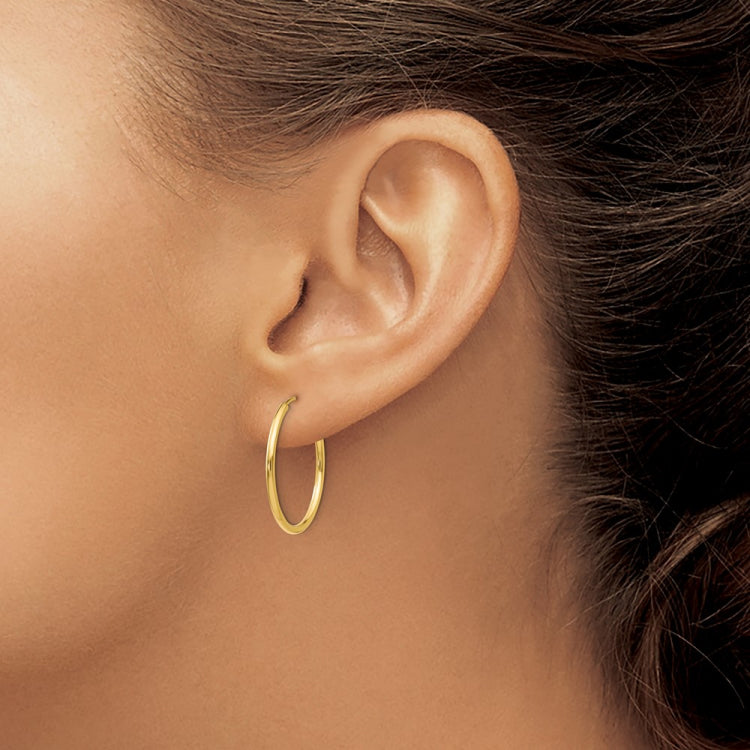 14k 1.5x23mm Polished Round Endless Tube Hoop Earrings