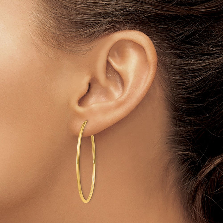 14k 1.5x40mm Polished Round Endless Tube Hoop Earrings