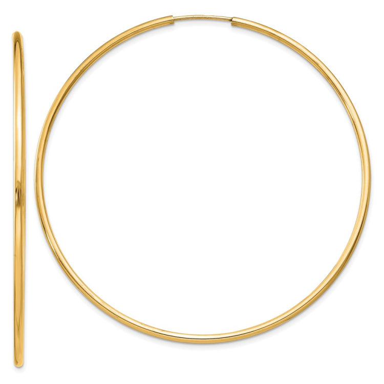 14k 1.5x55mm Polished Round Endless Tube Hoop Earrings
