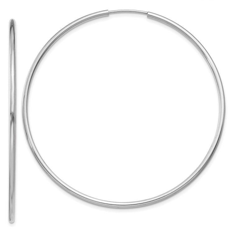 14k White Gold 1.5x51mm Polished Endless Tube Hoop Earrings