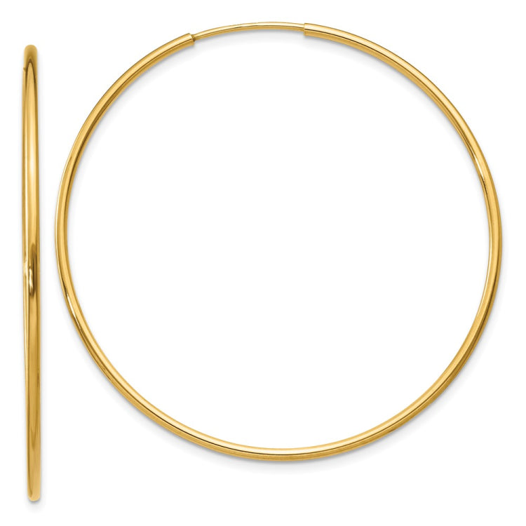 14k 1.2x40mm Polished Endless Tube Hoop Earrings
