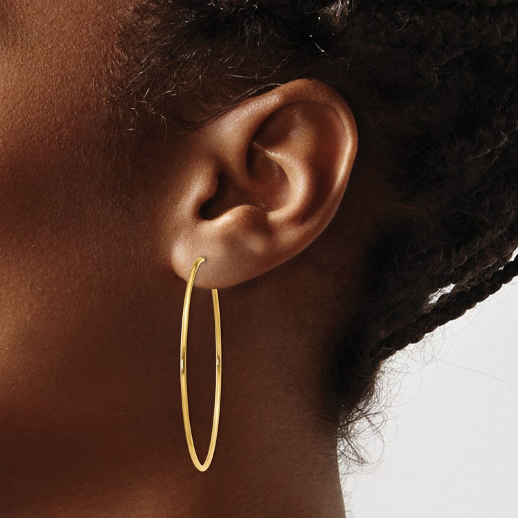 14k 1.2x46mm Polished Endless Tube Hoop Earrings