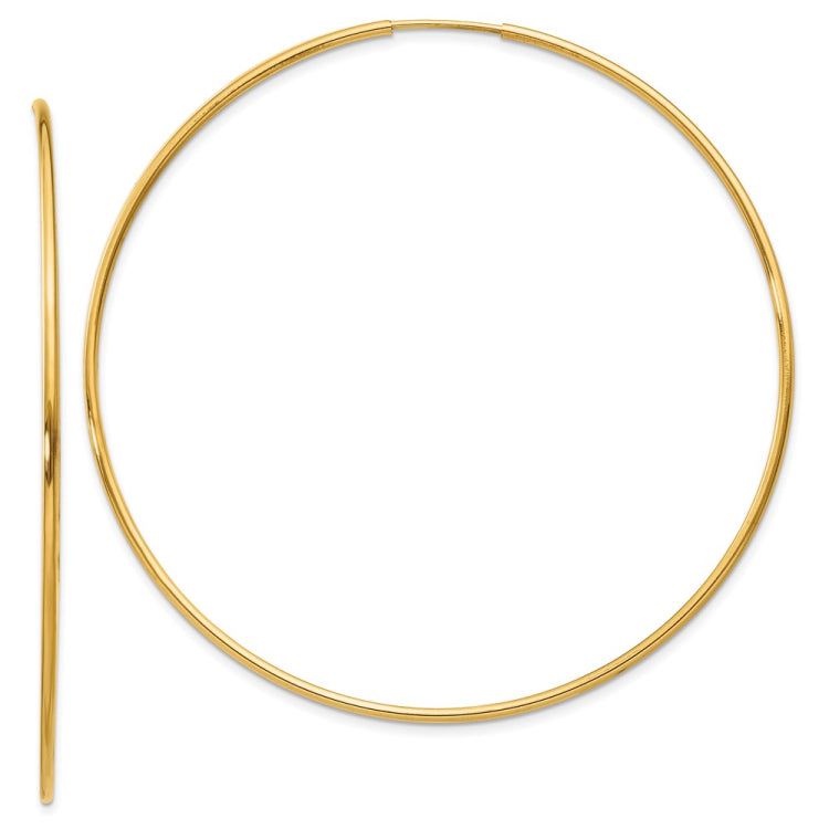 14k 1.2x60mm Polished Endless Tube Hoop Earrings