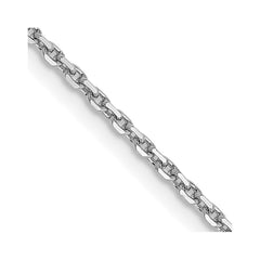 14K White Gold 22 inch 1.4mm Diamond-cut Round Open Link Cable with Lobster Clasp Chain