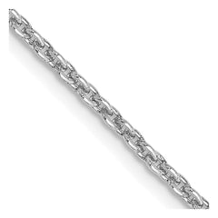 14K White Gold 20 inch 2mm Round Open Link Cable with Lobster Clasp Chain