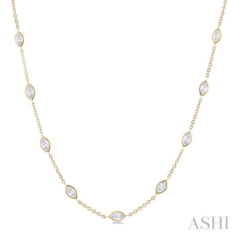 3 Ctw Marquise Cut Diamond Fashion Necklace in 14K Yellow Gold