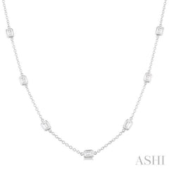 3 Ctw Emerald Cut Diamond Fashion Necklace in 14K White Gold