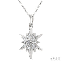 1/4 Ctw Round Cut Diamond Star Pendant With Chain in 10K White Gold