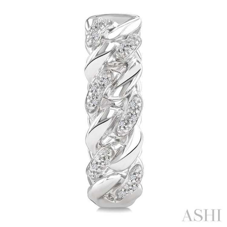 1/10 Ctw Single Cut Diamond Curb & Cuban Earrings in Sterling Silver