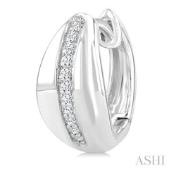 1/6 Ctw Round Cut Diamond Bold Fashion Hoop Earrings in 10K White Gold