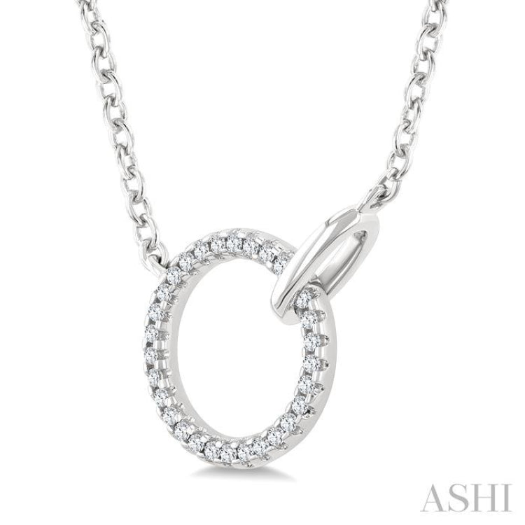 1/10 Ctw Single Cut Diamond Interlocked Circle Fashion Petite Pendant With Chain in 10K White Gold