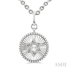 1/10 Ctw Round Fluted Medallion Single Cut Diamond Star of David Pendant With Chain in Sterling Silver
