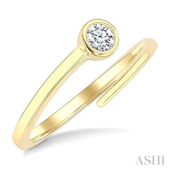 1/6 Ctw Bypass Bezel Set Round Cut Diamond Open Fashion Ring in 14K Yellow Gold