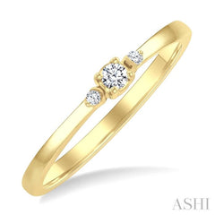 1/10 Ctw Three Stone Round Cut Diamond Petite Fashion Ring in 10K Yellow Gold