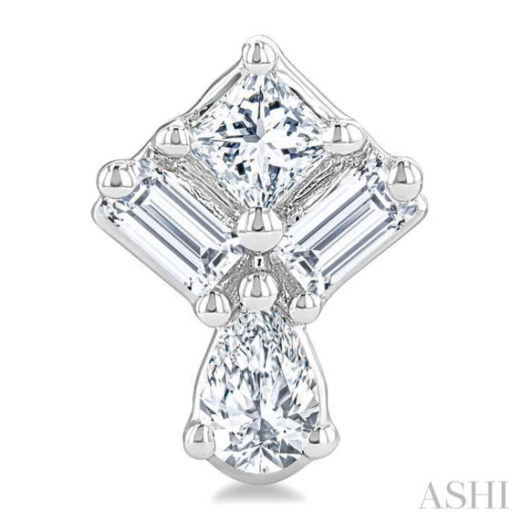 1/3 Ctw Mixed Cut Diamond Fashion Earrings in 14K White Gold