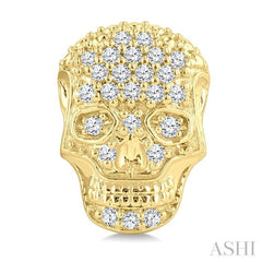1/6 Ctw Petite Skull Single Cut Diamond Fashion Earrings in 10K Yellow Gold
