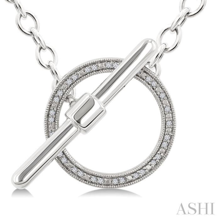 1/10 Ctw Circle Toggle Single Cut Diamond Fashion Necklace in Sterling Silver